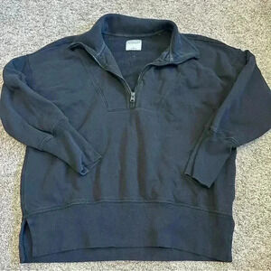 Abercrombie & Fitch 1/4 quarter zip black sweatshirt small soft line cozy crop